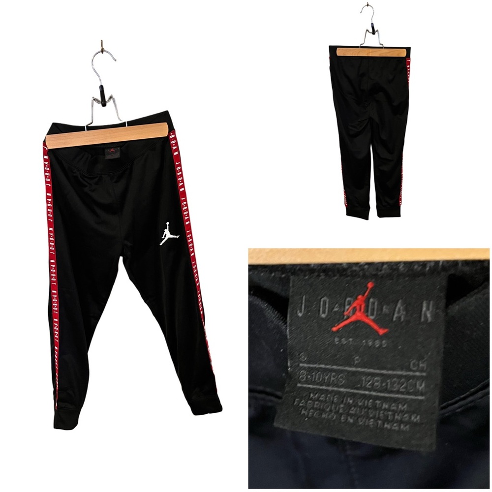 Jordan Black Sweatpants with Red Side Stripe & White Jumpman